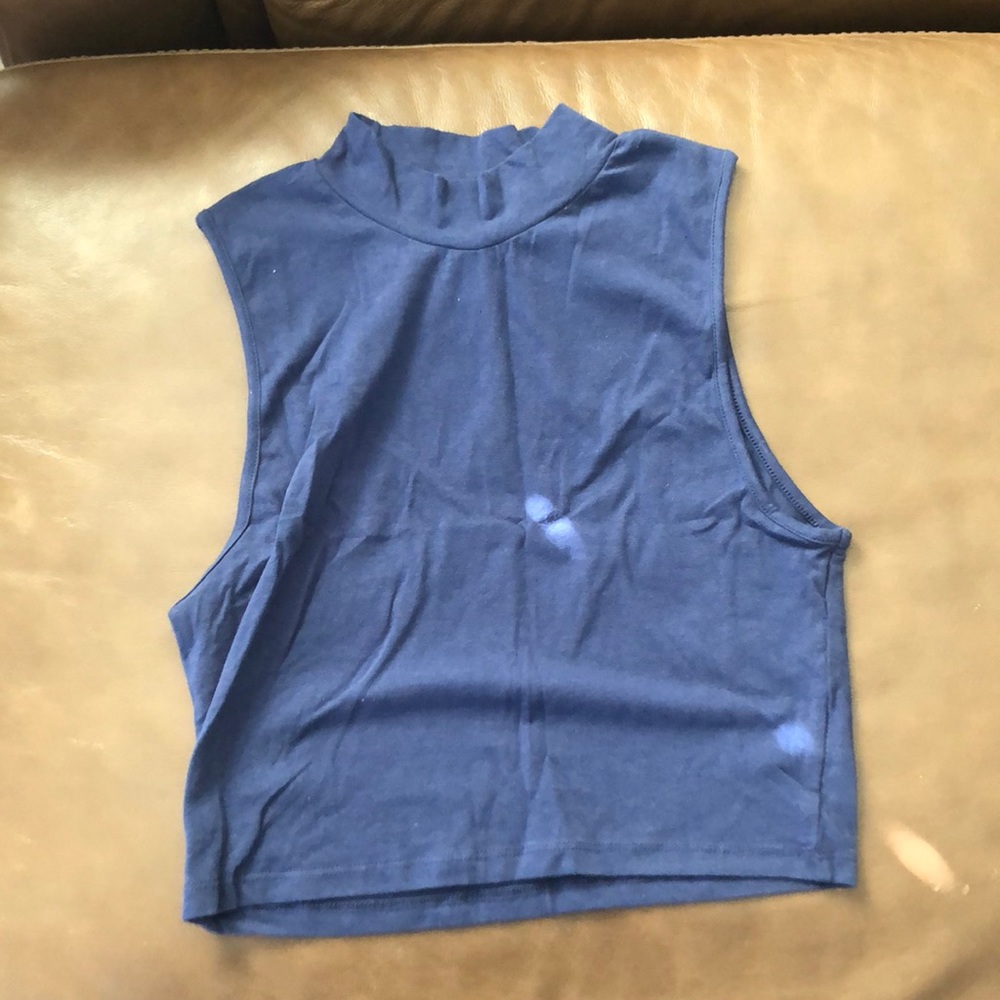 Blue rib crop top